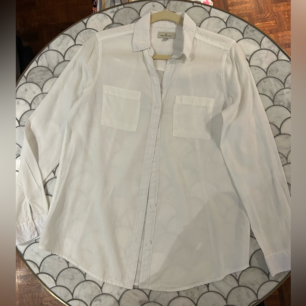 New Thread and Supply White Button-Up Women’s Shirt